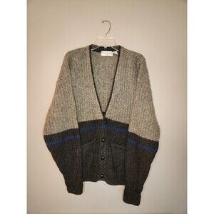 Vintage 80s/ 90s Yves St. Laurent Men's 100% Shetland Wool Cardigan Size Large